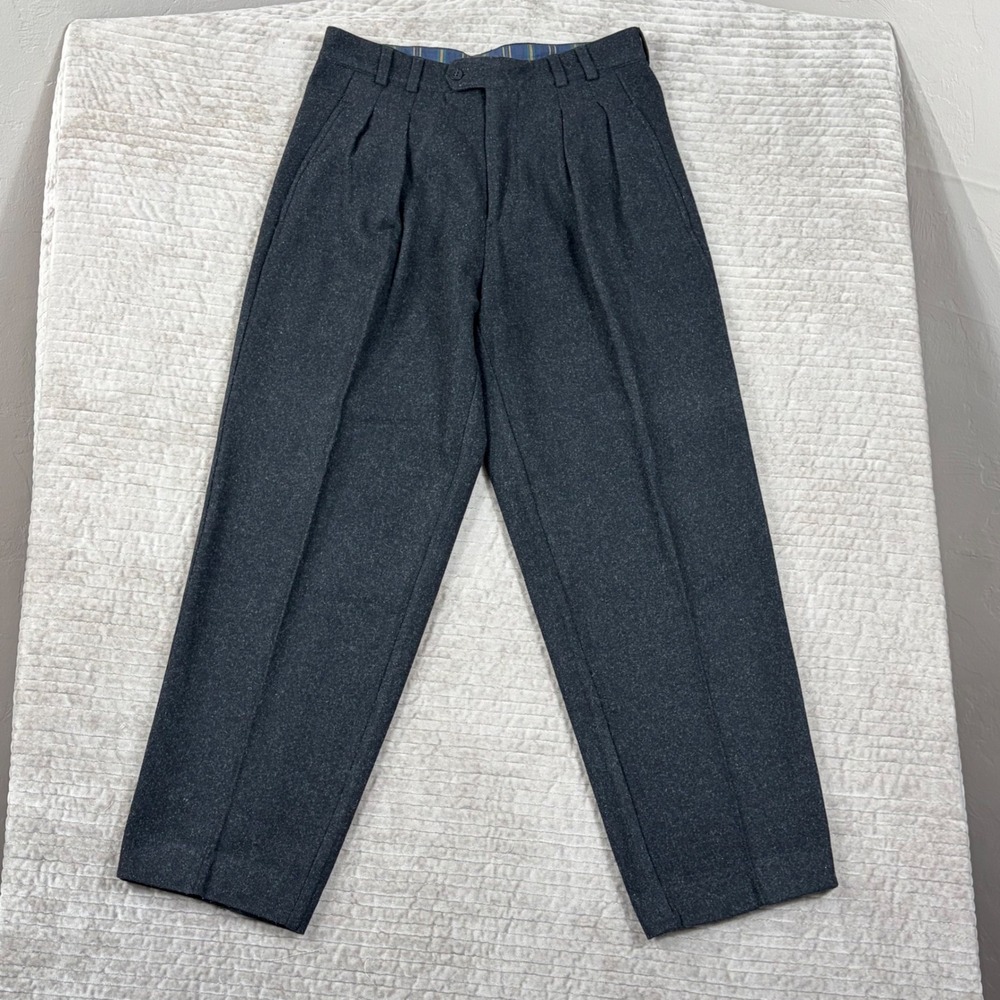 Gap Vintage Mens Wool Blend Pleated Trousers Charcoal Gray 31x28 Tapered Pants